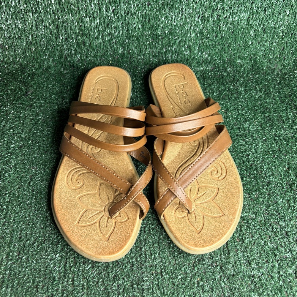 b.o.c. Born Concept Alisha Synthetic Strappy Slide Sandals Brown Womens Size 9M